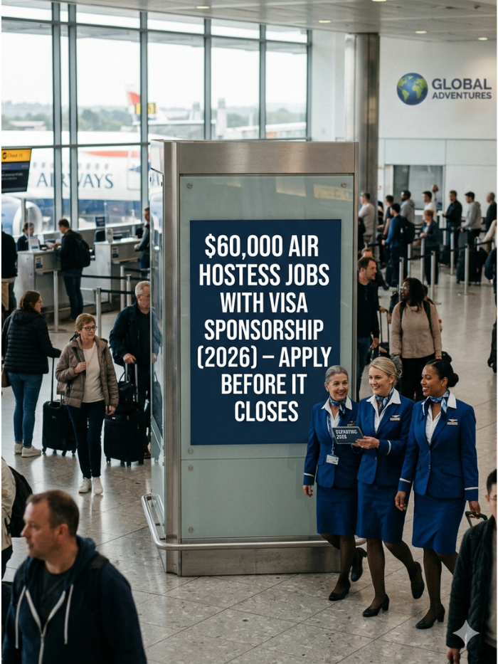 $60,000 air hostess jobs with visa sponsorship (2026) – apply before it closes